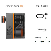 Flextail Tiny Tire Pump 200 - 130psi Mini Electric Gauge Pump with Cool Taillight