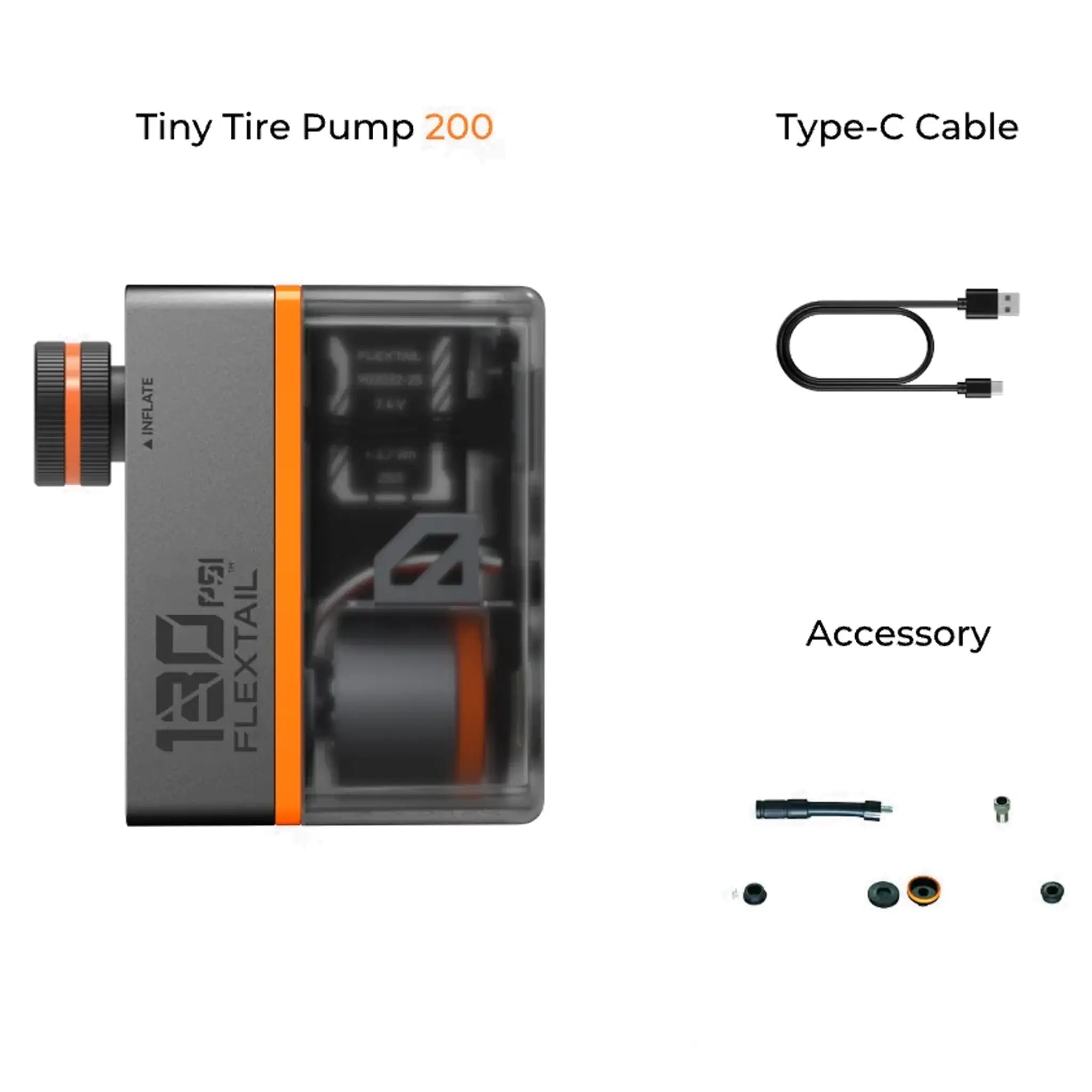 Flextail Tiny Tire Pump 200 - 130psi Mini Electric Gauge Pump with Cool Taillight